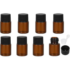 PATIKIL 20ml Essential Oil Bottles, 8 Pack Amber Glass Bottles with Orifice Reducer Sample Vial Slim Screw Cap Storage Vials Container, Black