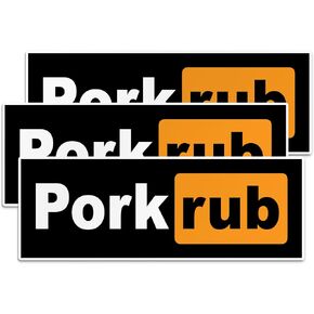 (3PCS) Pork Rub Sticker BBQ Sticker Hiking Car Truck Van Car Camp Gifts Camping Sticker Hard Hat Sticker Funny Decals Waterproof Vinyl Sticker for Water Bottle Tumbler Phone Case Cars Laptops Gifts