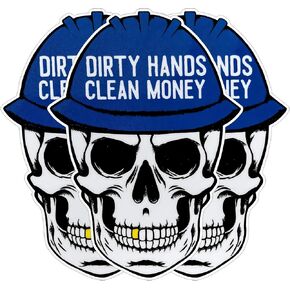 (3PCS) Dirty Hands Make Clean Money Skull Mechanic Sticker Technician Zip Gifts Helmet Zip Sticker Hard Hat Sticker Funny Decals Waterproof Vinyl Sticker for Water Bottle Tumbler Phone Case Cars