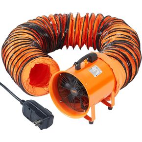 VEVOR 16 Inch Utility Blower Fan, 2 Speed 5175 CFM Heavy Duty Cylinder Axial Exhaust Fan with 16.4ft Duct Hose, Industrial Portable Confined Space Ventilator for basements, warehouse, Workshop