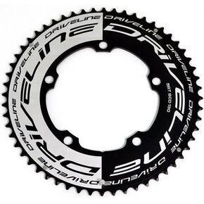 Driveline AL7075 Road Bike Bicycle TT Chainring 56T, BCD 130mm, Black and White, ST1351