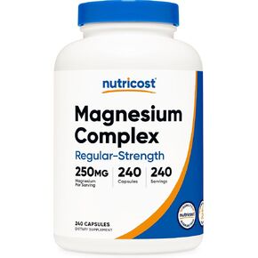 Nutricost Magnesium Complex 250mg, 240 Capsules - Magnesium Oxide, Citrate, and Glycinate - Gluten Free and Non-GMO