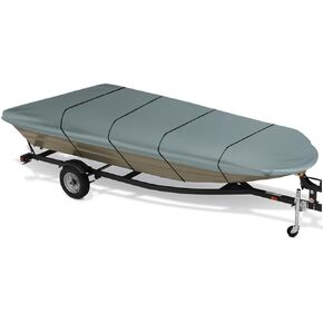 Jon Boat Cover,12ft 600D Heavy Duty Trailerable Jon Boat Cover,Waterproof Sun Protection Jon Boat Cover with Strap System,Fits 12ft Jon Boat Beam Width up to 56 inch,Grey
