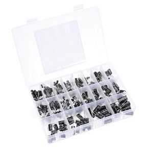 PATIKIL 20 Values Aluminum Electrolytic Capacitor Assortment Kit, 320 Pcs 1uF to 1000uF Low impedance Leads Electrolytic Capacitors with Storage Box for DIY Repair, Black
