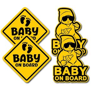 InnovativeStencils Innovative Stencils Baby On Board Decals Stickers Signs for Car - 4 Pack - 5 x 5 - 6 Year Outdoor Durability (White)