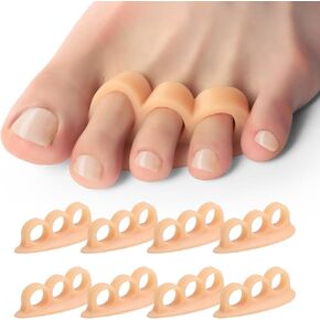 Welnove Hammer Toe Corrector and Straightener - 8 Pcs Toe Support Pads Cushion - Realign Bent, Crooked, Curled, Claw, Hammer Toes - Three Loops Design