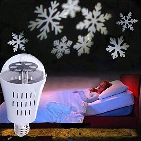 SPEVERT Snowflake Auto Rotating Led Lights Christmas Lights Moving LED Lamp E27 Base 4W Crystal Ball Stage Light for Birthday, Holiday, Wedding, Party, Christmas Decor - White