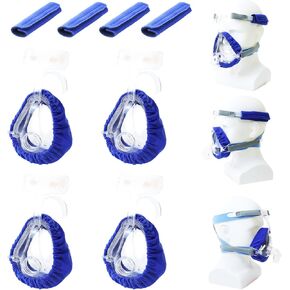 CPAP Mask Liners CPAP Strap Covers Kit, 8 Pack Soft Reusable Washable CPAP Supplies for Most Full Face Masks, Compatible with Airfit F20 F10 & Airtouch F20 F10 Mask, CPAP Mask Accessories