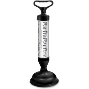 Kole Imports OB641 Drain Buster in Black; Special Design Adds Extra Suction That Loosens Compressed Debris in Toilets, Pipes, Sinks, Showers and More; Two Interchangeable Plunger Cups