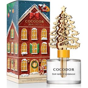 COCODOR Christmas White Tree Reed Diffuser/Dark Vanilla&Sandalwood/ 6.7oz / Scent Fragrance Oil Diffuser for Bedroom Bathroom Home Décor for Xmas