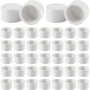 40 Pack 3/4" PVC External End Cap, PVC Pipe End Cap Fitting, Furniture Grade SCH40 Fitting PVC Pipe Cap Plug Adapter, White