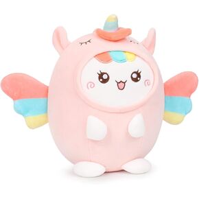 Cute Plush Unicorn Cat Stuffed Animal Pillow, 8" Soft Kawaii Kitten Plushie with Unicorn Outfit Gift for Kids
