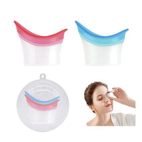 2Pcs Eye Cups for Eye Wash with 1Pcs Storage Ball Kit Reusable Eye Wash Cup Soothing Silicone Eyewash Cups for Effective Eye Cleansing Soothing Tired Eyes(Pink Blue)