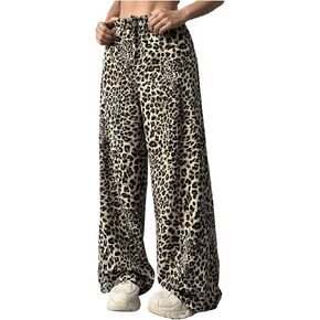 GORGLITTER Girl's Y2k Leopard Print Sweatpants Wide Leg Loose Jogger Pants Streetwear