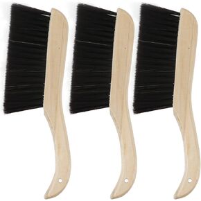 3 قطع من مكنسة الخفق الخشبية فرشاة الغبار مع مقبض خشبي مكنسة يدوية فرشاة ذات شعيرات ناعمة لسرير العداد ومدفأة السيارة المنزلية باللون البني in Kuwait