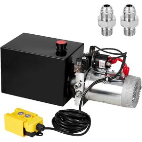 Garvee Hydraulic Power Unit, 12V 8.5 Quart Dump Truck Lift Hydraulic Pump Power Unit, Double Acting Hydraulic Power Unit, with 8L Steel Tank, Electric Hydraulic Power Unit, for Lifting Equipment