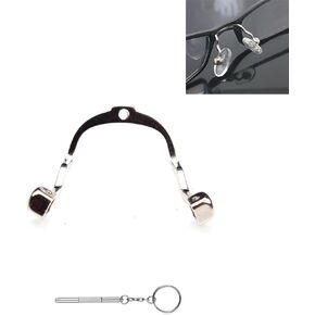 1 PC Eyeglass Nose Pads Arm Replacement Metal Nose Pad Holder Nose Bridge Metal Plug-in Nose Piece Nose Pads Stainless Steel Screwdriver Eyeglass Repair Kit