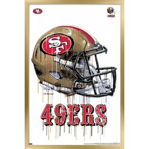Trends International NFL San Francisco 49ers - Drip Helmet 20 Wall Poster, 22.375" x 34", Gold Framed Version