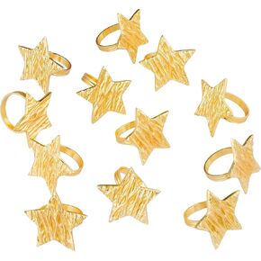 Napkin Rings Set of 12 Gold Star Napkin Holders for Table Decoration Dinner Dining Table Decor Wedding Family Evening Thanksgiving Use