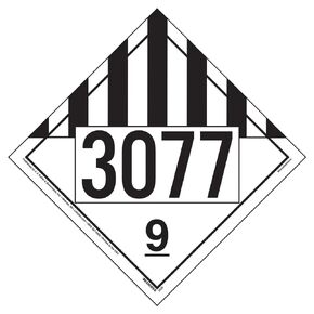 3077 Placard, Class 9 Miscellaneous 25-pk. - 10.75" x 10.75" Removable Self Adhesive Economy Vinyl for Short-Term Applications - J. J. Keller & Associates - Complies w/DOT Hazmat Placard Requirements