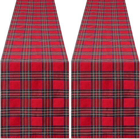 2 Packs Red Table Runner Christmas Table Runner 13x84 Inch Buffalo Plaid Table Linens Check Kitchen Dining Party Table Decoration in Saudi Arabia
