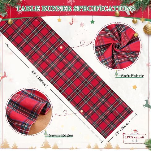 2 Packs Red Table Runner Christmas Table Runner 13x84 Inch Buffalo Plaid Table Linens Check Kitchen Dining Party Table Decoration in Saudi Arabia