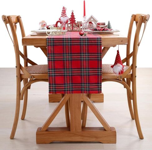 2 Packs Red Table Runner Christmas Table Runner 13x84 Inch Buffalo Plaid Table Linens Check Kitchen Dining Party Table Decoration in Saudi Arabia
