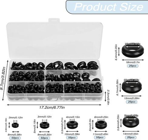 260 Pcs Rubber Grommet Kit 7 Sizes Firewall Rubber Hole Plugs Rubber Cable Grommet Rubber Wire Grommets Protector for Wiring Automotive in Saudi Arabia