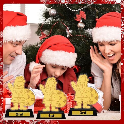 3 Pcs Acrylic Trophy 5.3" 1st 2nd 3rd Christmas Trophies for Christmas Party Trophy Award, Black Acrylic Base in Saudi Arabia