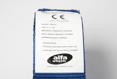 HiGear 9 Ton 3 Inch X 10 Ft. Polyester Tow Strap Rope 2 Loops 14,000lb Towing Recovery (3in 10ft 3x10, Blue) in Kuwait