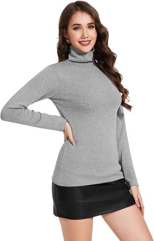 Xelky Long Sleeve Turtleneck for Women Ribbed Pullover Mock Neck Shirt Casual Basic Lightweight Base Layer Sweater 3 Packs in Saudi Arabia