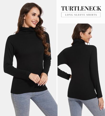 Xelky Long Sleeve Turtleneck for Women Ribbed Pullover Mock Neck Shirt Casual Basic Lightweight Base Layer Sweater 3 Packs in Saudi Arabia