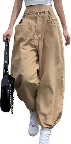 Women Hiking Cargo Pants Lightweight Adjustable Waist Baggy Parachute Pants Y2K Jogger in Saudi Arabia