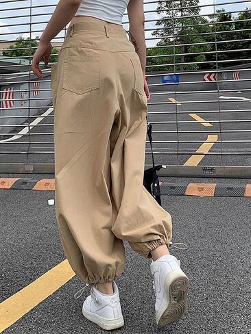 Women Hiking Cargo Pants Lightweight Adjustable Waist Baggy Parachute Pants Y2K Jogger in Saudi Arabia