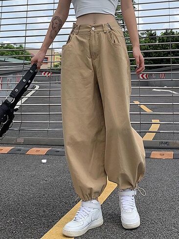 Women Hiking Cargo Pants Lightweight Adjustable Waist Baggy Parachute Pants Y2K Jogger in Saudi Arabia