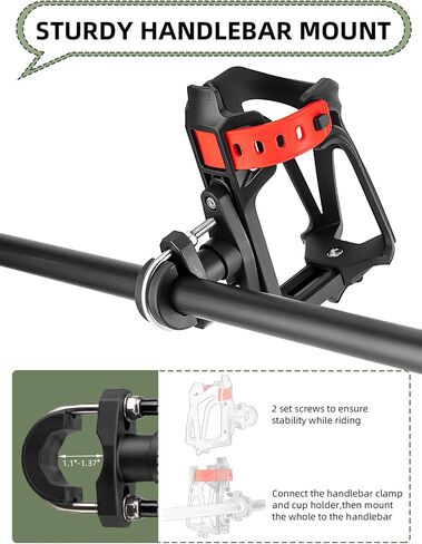 ROCKBROS Bike Water Bottle Holder Motorcycle Cup Holder Handlebar & Frame Bicycle Bottle Cages with Screws Tool for 2.3-3" Diameter Standard and Smaller Bottles in Saudi Arabia