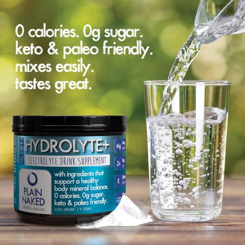 Paleo Pro HYDROLYTE+ مزيج مشروب مسحوق إلكتروليت، مكمل ترطيب، 0 جرام سكر، 0 جرام كربوهيدرات، صديق للكيتو وباليو، 45 وجبة، بدون مكونات صناعية (عادي بدون نكهة) in Saudi Arabia