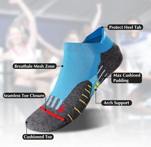 Jo's Quartma Compression Running Socks Low Cut 3/6 Pairs for Men & Women Thick Cushioned Athletic With Ankle Support in Saudi Arabia