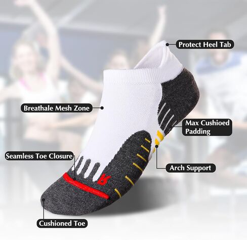 Jo's Quartma Compression Running Socks Low Cut 3/6 Pairs for Men & Women Thick Cushioned Athletic With Ankle Support in Saudi Arabia