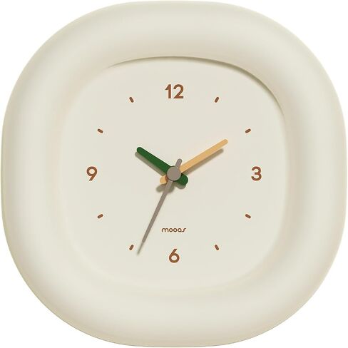 mooas Cute Mini Analog Marshmallow Clock 6.9 Inch Aesthetic Small Silent Bedside Desk Clock Battery Operated Non-Ticking Shelf Clocks for Décor Livingroom Bedroom Kitchen Desktop Gift Clock(Ivory) in Saudi Arabia
