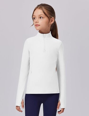 Zaclotre Girls Fleece Long Sleeve Shirts Half Zip Pullover Sweatshirt with Pockets Kids Athletic Winter Jacket in Kuwait