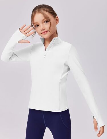 Zaclotre Girls Fleece Long Sleeve Shirts Half Zip Pullover Sweatshirt with Pockets Kids Athletic Winter Jacket in Kuwait