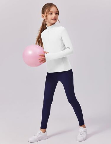 Zaclotre Girls Fleece Long Sleeve Shirts Half Zip Pullover Sweatshirt with Pockets Kids Athletic Winter Jacket in Kuwait