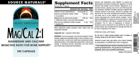 Source Naturals Mag/Cal 2:1, Magnesium and Calcium Supplement - 90 Capsules in Kuwait