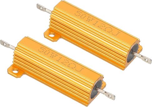 PATIKIL 50W 12 Ohm Aluminum Shell Resistor, 2 Pack Aluminum Housing Resistor Housed Case Wirewound Resistors Screw Tap Power Resistor 5% Tolerance, Golden in Saudi Arabia