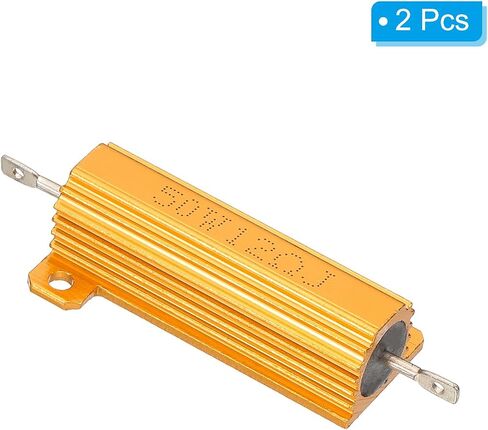 PATIKIL 50W 12 Ohm Aluminum Shell Resistor, 2 Pack Aluminum Housing Resistor Housed Case Wirewound Resistors Screw Tap Power Resistor 5% Tolerance, Golden in Saudi Arabia