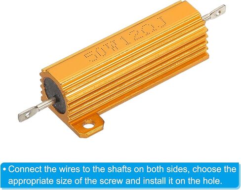 PATIKIL 50W 12 Ohm Aluminum Shell Resistor, 2 Pack Aluminum Housing Resistor Housed Case Wirewound Resistors Screw Tap Power Resistor 5% Tolerance, Golden in Saudi Arabia
