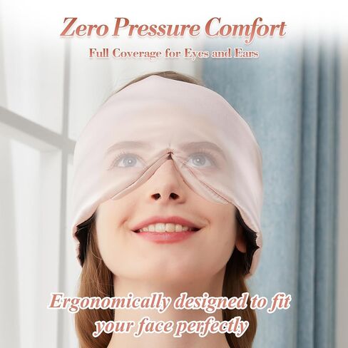 قناع نوم من حرير التوت 100% مع جناح أنف، قناع عين ناعم ومريح يحجب الضوء مع حزام قابل للتعديل، معصوب العينين للرجال والنساء، للسفر (أسود) in Kuwait