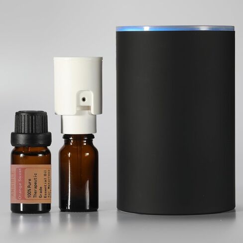 ANSIBLE Essential Oil Diffusers, Waterless Diffuser, Battery Operated Diffuser, Aromatherapy Diffuser, 10ml Sweet Orange Essential Oils, Black in Saudi Arabia