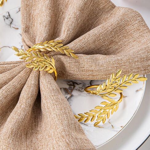 Wheat Napkin Rings Set of 6 Leaves Serviette Buckles Napkin Holder for Dinner, Thanksgiving Parties, Autumn Harvest Wedding Party, Dining Table Decorations Gold in Saudi Arabia
